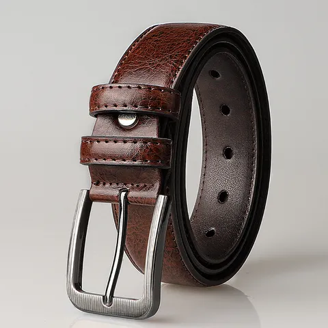 Men Retro PU Leather Belt With Alloy Pin Buckle Textured Fashion Business Waist Belt For Suits Jeans Men Accessories