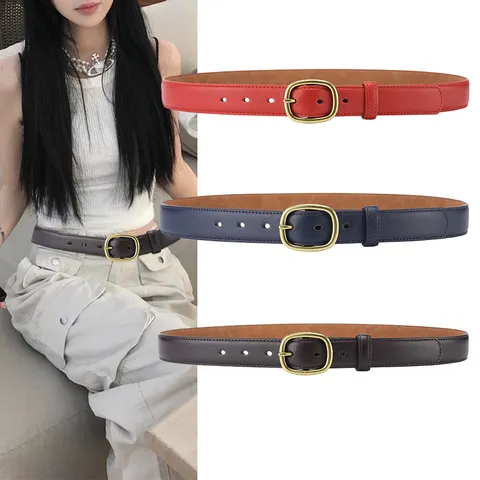 Women Casual PU Leather Belt Vintage Alloy Pin Buckle Fashion Minimalist Waistband Daily Versatile Dress Jeans Belt
