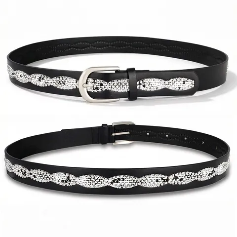 Women Korean Fashion Rhinestone Wide Waist Belt PU Leather Slimming Belt With Alloy Pin Buckle For Dress Jeans Decorative Belt