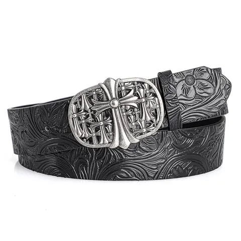 Unisex Punk PU Leather Belt Vintage Hollow Smooth Metal Buckle Casual Waist Belt For Men Women Fashion Accessories