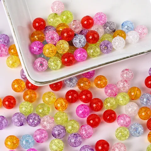 Multi Color Crackled Glass Beads Loose Round Beads For DIY Bracelet Necklace Handmade Jewelry Making Finding Components
