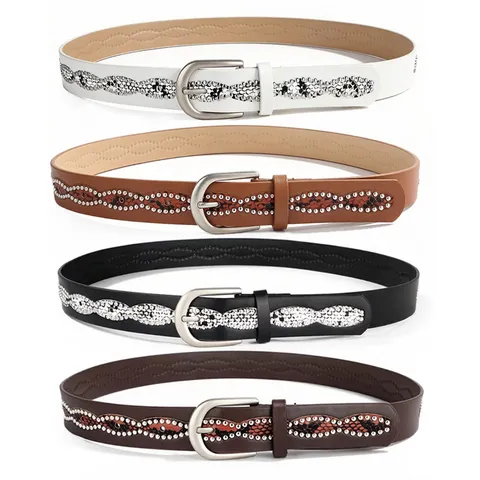 Women Korean Fashion Rhinestone Wide Waist Belt PU Leather Slimming Belt With Alloy Pin Buckle For Dress Jeans Decorative Belt