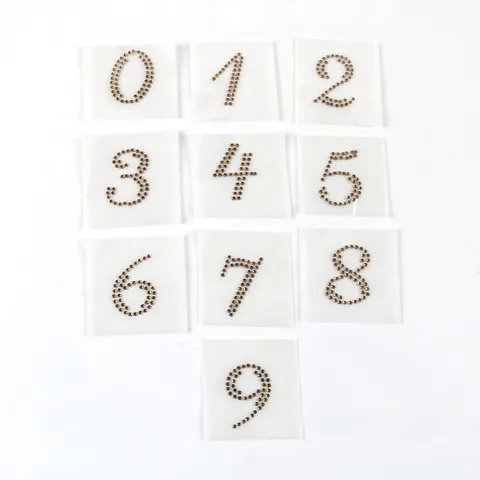 Rhinestone Number Iron On Patches Glass Crystal Sparkling Digits Heat Transfer Applique Stickers For Clothes Bags Decor
