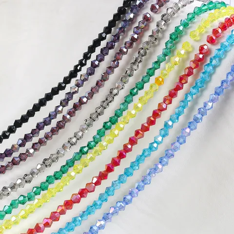 Faceted AB Crystal Glass Bicone Beads 4mm Spacer Beads For DIY Jewelry Making Necklaces Bracelets Clothing Accessories