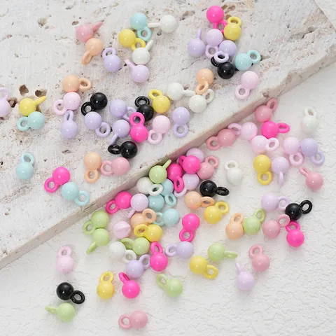 Macaron Kleur Legering Massief Ronde Bal Charms Hangers Voor DIY Armband Telefoonketting Sieraden Maken Accessoires