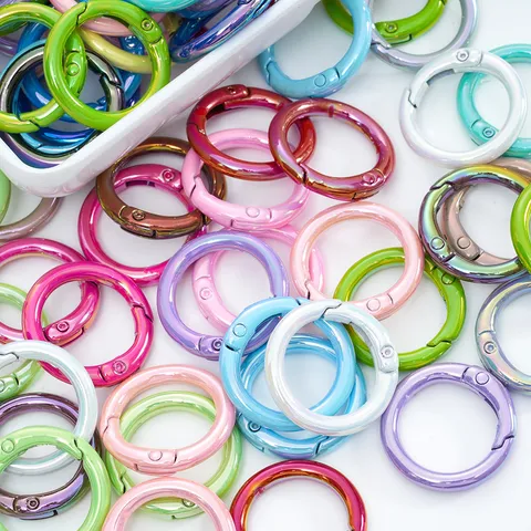 Alloy Rainbow Spring O-Ring Open Gate Ring Spring Clasp Keychain Ring Jewelry Craft Hardware Connection Buckle For Bag DIY Finding