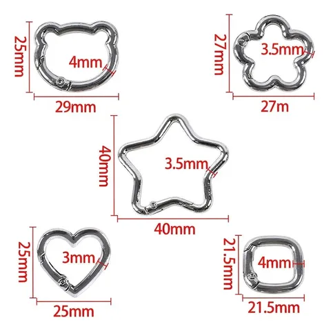 Legierung Metall Federverschluss DIY Schmuckzubehör Blume Herz Stern Form Karabiner Für Schlüsselanhänger Taschenzubehör