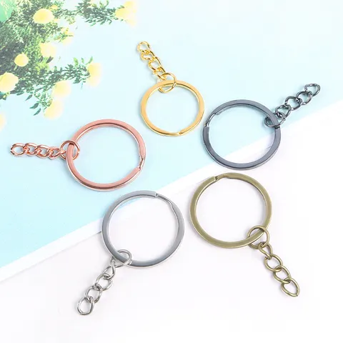 Anneaux de Clés Divisés en Métal avec Chaîne Porte-clés en Fer Accessoires de Bricolage Artisanat Couleurs Assorties Anneaux pour Fabrication de Bijoux