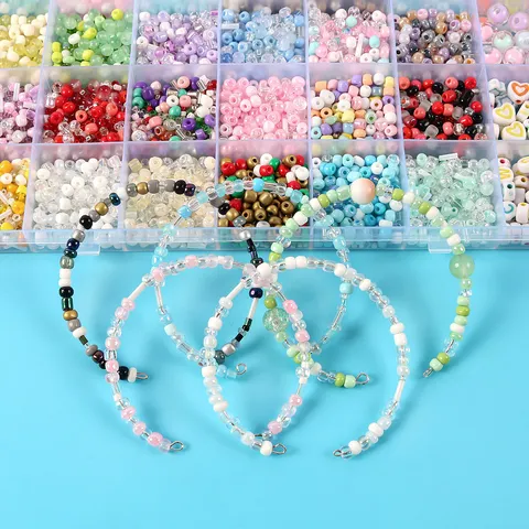 Mixed Color Glass Seed Beads Kit Acrylic Alphabet Beads Organizer Box Set For DIY Bracelet Necklace Craft Jewelry Making