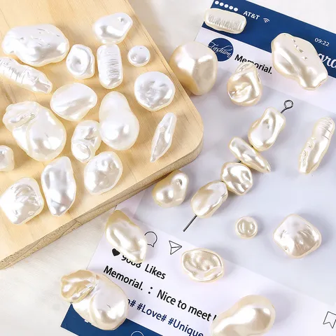 Vintage Baroque Artificial Pearl Acrylic Loose Beads Irregular Imitation Pearl Spacer Beads Straight Hole For DIY Jewelry Craft Making Earrings Necklace Handcraft Supply