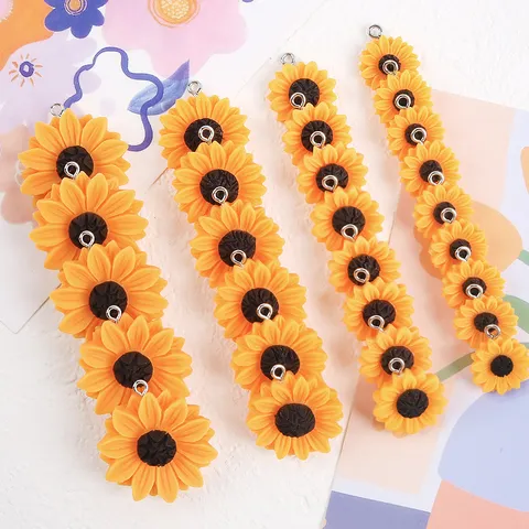 Sonnenblume Harz Anhänger Sonnenblumen Charms Mit Metallschlaufe Für DIY Ohrring Schlüsselanhänger Handykette Schmuckherstellung Floral Zubehör