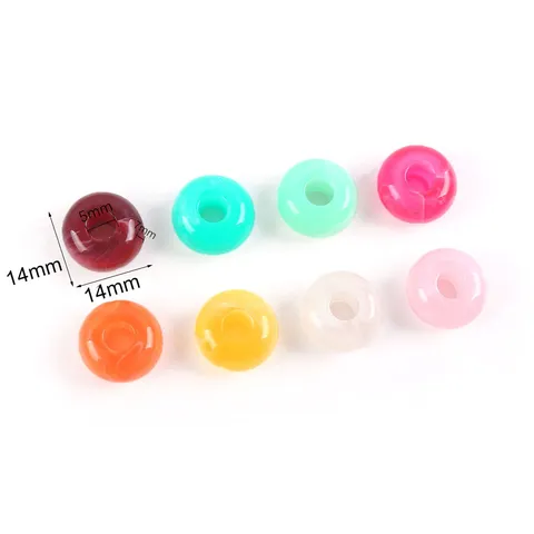 Acrylic Large Hole Round Beads Multicolor Loose Beads For DIY Necklace Phone Chain Clothing Accessories Jewelry Making Supplies