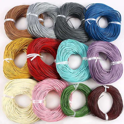 Cordón de Cuero de Vaca Genuino Redondo para Creación de Joyas DIY Collar Trenzado a Mano Pulsera Material Accesorios Cuerda de Cuero