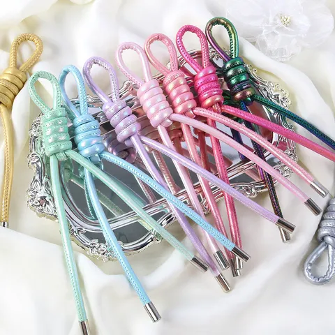 Pearly Luster PU Leather Cord Handmade Round Braided Craft Thread For DIY Bag Phone Charm Hanging Accessories