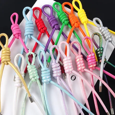 Pearly Luster PU Leather Cord Handmade Round Braided Craft Thread For DIY Bag Phone Charm Hanging Accessories