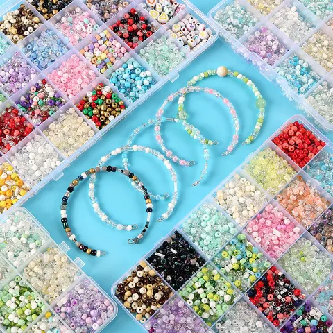Mixed Color Glass Seed Beads Kit Acrylic Alphabet Beads Organizer Box Set For DIY Bracelet Necklace Craft Jewelry Making