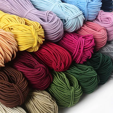 Cordino Elastico Rotondo ad Alta Elasticità 2mm Multicolore Anima in Lattice per Coulisse Abbigliamento Artigianato DIY