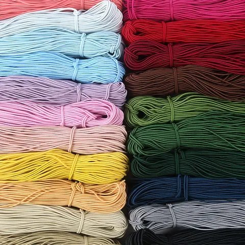 Cordino Elastico Rotondo ad Alta Elasticità 2mm Multicolore Anima in Lattice per Coulisse Abbigliamento Artigianato DIY