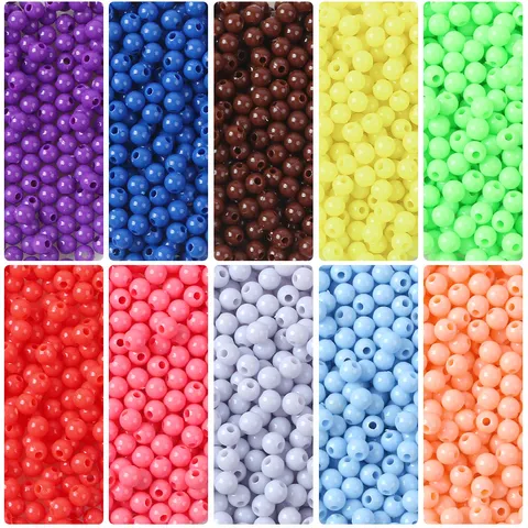 Perles Rondes Solides en Acrylique Pour Matériaux de Fabrication de Bijoux DIY Petites Perles en Vrac Électroplaquées Pour Bracelet Collier Artisanat