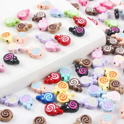 Cute Cartoon Lollipop Candy Enamel Zinc Alloy Loose Beads Sweet Bowknot Design通孔 Beads For Craft Bracelet Keychain Making Jewelry Components DIY Accessories