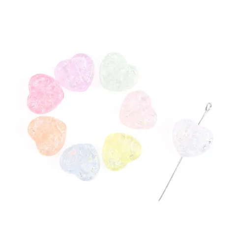 Acrylic Crackled Effect Shaped Beads Multicolor Candy Bear Flower Ribbon Heart Star Spacer Beads For DIY Necklace Bracelet Craft Jewelry Making Material