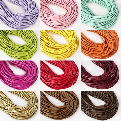Colorful PU Leather Woven Cord Round Cotton Core DIY Material For Bracelet Keychain Bag Shoulder Strap Handmade Crafting Jewelry Supplies