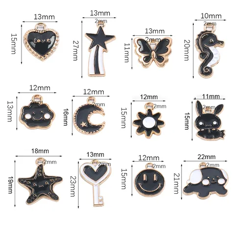 DIY Alliage Émaillé Mélangé Cartoon Étoile Lune Cœur Papillon Animal Pendentifs Pour Bracelet Collier Fabrication de Bijoux