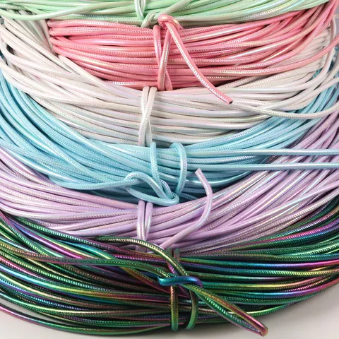 5mm Pearlescent PU Leather Round Cord Sewn Lockstitch Rope For DIY Jewelry Making Bags Handbags Handle Accessories 2 Meters Bundle