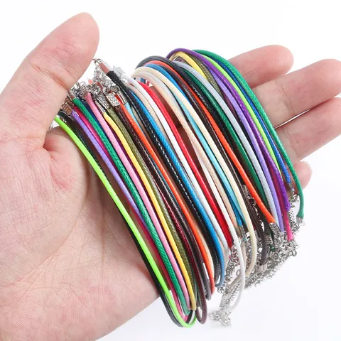 Faux Leather Waxed Necklace Cord Rope With Alloy Lobster Clasp And Extension Chain For DIY Jewelry Making Accessory Gifts