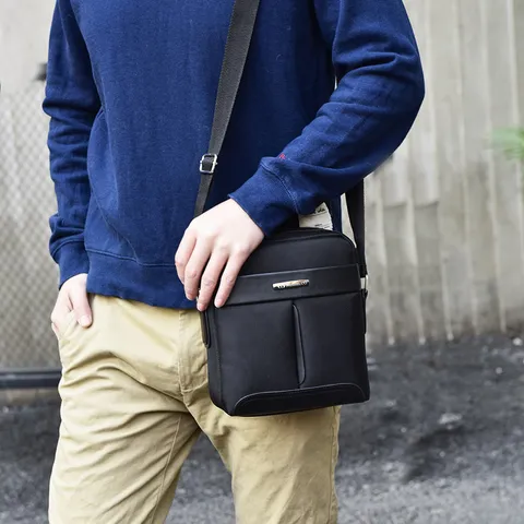Trendy Men Oxford Cloth Shoulder Bag Casual Business Messenger Bag Multi Compartment Travel Sling Bag For Men Office Use