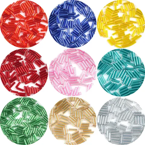 Silver-Lined Bugle Glass Beads For Jewelry Making DIY Clothing Sewing Accessories Craft Tubular Beads For Decoration And Embroidery