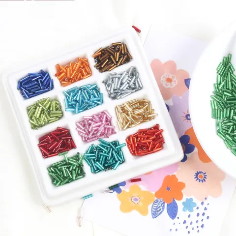 Silver-Lined Bugle Glass Beads For Jewelry Making DIY Clothing Sewing Accessories Craft Tubular Beads For Decoration And Embroidery