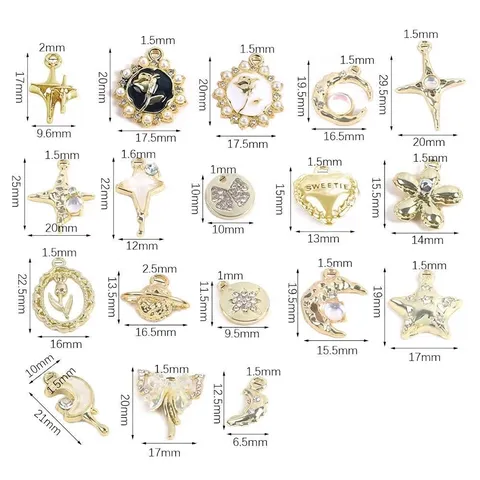 Alloy Star Moon Heart Rose Pendants DIY Jewelry Accessories Electroplated Rhinestone Artificial Pearl Enamel Charms For Necklace Bracelet Making