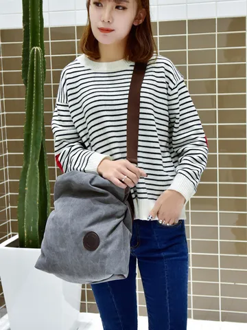 Sac Fourre-Tout Casual en Toile pour Femmes Grande Capacité Multi Compartiment Sac à Main Épaule Bandoulière Minimaliste Littéraire Quotidien