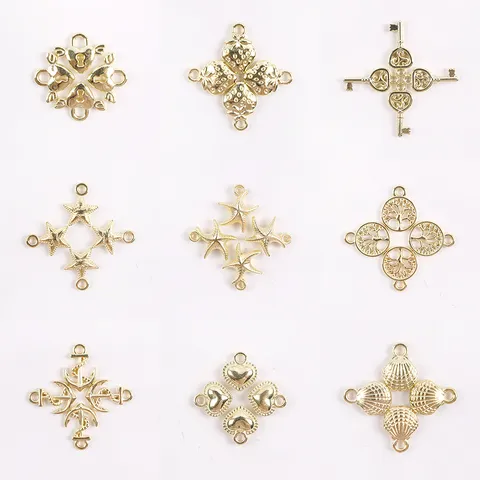 Or Style Océan Alliage Plastique Coquillage Étoile de Mer Cœur DIY Breloques Pendentifs Pour Accessoires de Bijoux Fait Main