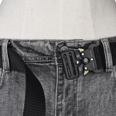 Multifunctional Outdoor Tactical Nylon Belt With Integrated Compass Quick Release Metal Cobra Buckle Heavy Duty Utility Canvas Waist Strap