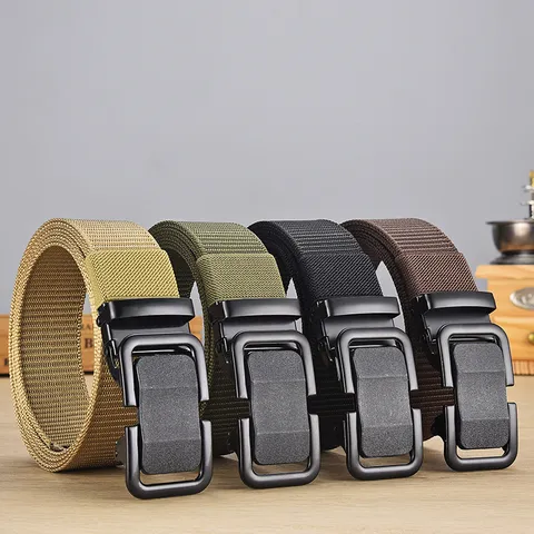 Men's Canvas Belt Casual Business Automatic Buckle Nylon Woven Belt Outdoor Versatile Trouser Belt