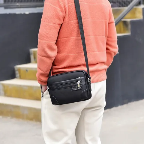Men's Business Casual Oxford Cloth Crossbody Bag Fashion Solid Color Shoulder Messenger Bag For Daily Travel Work Men
