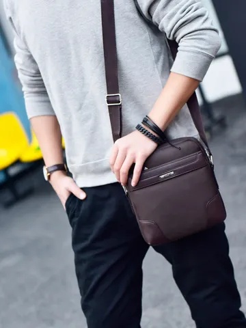 Men Oxford Cloth Messenger Bag Business Casual Crossbody Small Shoulder Bag Waterproof Breathable Commuter Satchel For Daily Office Wear