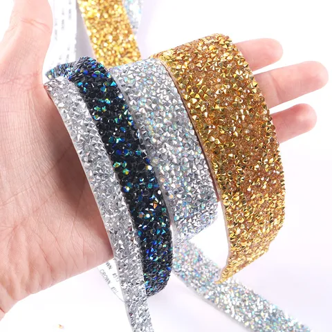 Self Adhesive Resin Rhinestone Strip Crystal Ribbon Trim For DIY Garment Craft Sewing Apparel Accessories