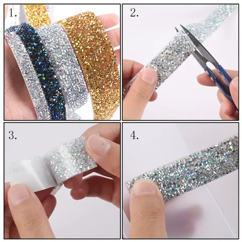 Self Adhesive Resin Rhinestone Strip Crystal Ribbon Trim For DIY Garment Craft Sewing Apparel Accessories