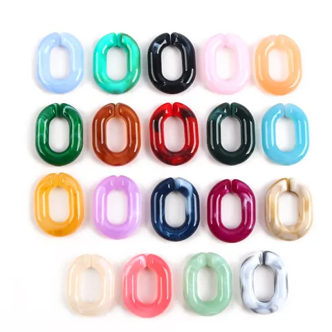 Acrylic U Shaped Chain Links DIY Bag Phone Case Decorative Accessories Colorful Gradient Oval Ring Jewelry Making Parts