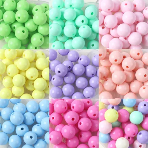 Colorful Acrylic Smooth Round Beads Loose Beads Straight Hole DIY Beading Materials For Handmade Jewelry Making Crafts