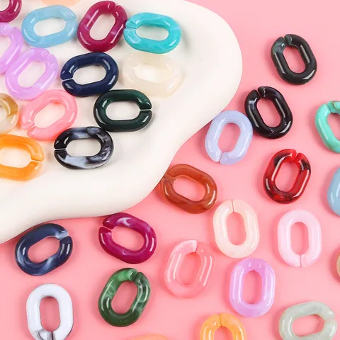 Acrylic U Shaped Chain Links DIY Bag Phone Case Decorative Accessories Colorful Gradient Oval Ring Jewelry Making Parts