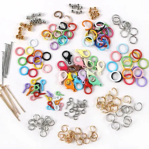 DIY Jewelry Findings Alloy Jump Rings Lobster Clasps Screw Eyes Spacer Beads Craft Accessories For Handmade Jewelry