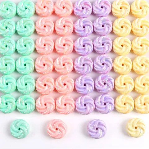 Cuentas de Acrílico con Patrón de Galleta en Espiral Chapado AB Cuentas Sueltas DIY Cadena de Teléfono Llavero Accesorios de Joyería