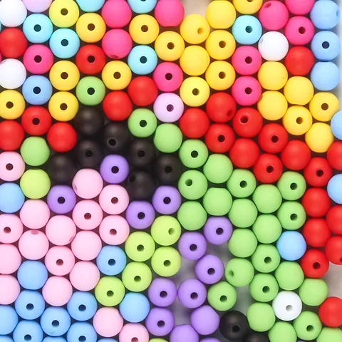 Frosted Macaron Acrylic Round Beads Straight Hole DIY Jewelry Accessories For Necklace Bracelet Making Earring Crafts