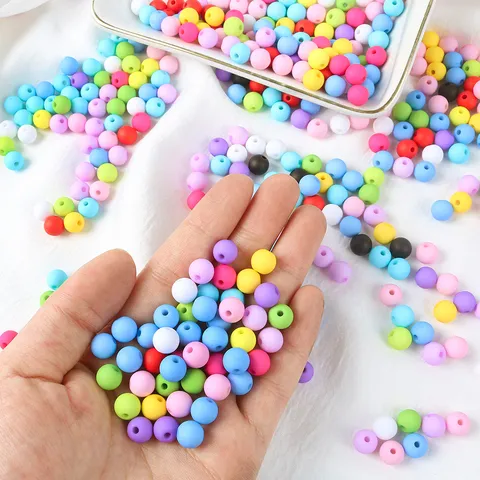 Frosted Macaron Acrylic Round Beads Straight Hole DIY Jewelry Accessories For Necklace Bracelet Making Earring Crafts
