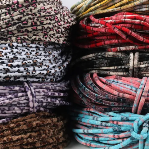 Corda Tonda Filata A Nucleo Leopardo E Quadri Tessuto Floccato Cordino Per Cucito Cappello Abbigliamento Fai Da Te