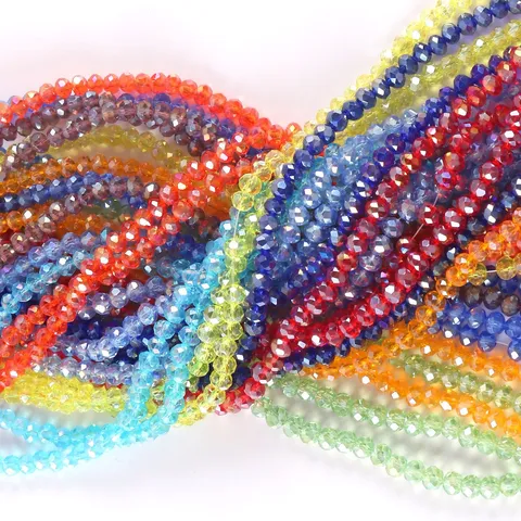 Faceted Crystal Glass Beads AB Color Plated Wheel Rondelle Loose Beads For DIY Bracelet Necklace Jewelry Making Accessory
